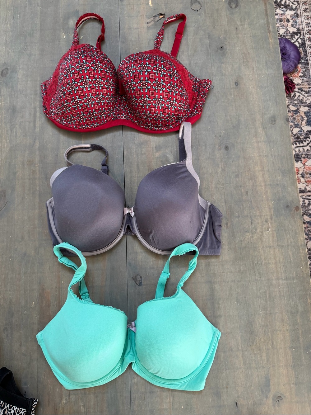 Everyday Support Underwire Bra in Red, Gray & Mint (3-Pack)